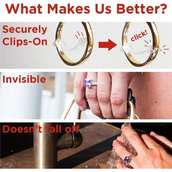 Chrome Cherry Ringo Invisible Ring Size Adjuster for Loose Rings (Multi 10-Pack) - Picture 2 of 7